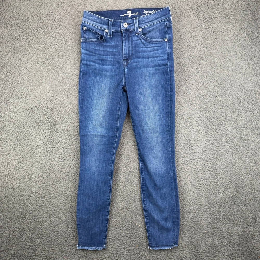 7 For All Mankind High Waist Ankle Gwenevere‎ Skinny Jeans Blue Size 25